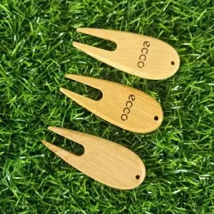 Custom Logo Golf Gear Bamboo Divot Tool Pitch Repair Fork