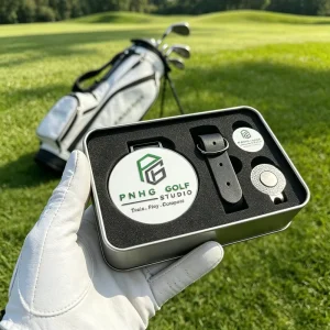 Custom Logo Golf Gift Set Laser Engraving Metal Golf Bag Tag Customizable Golf Ball Marker