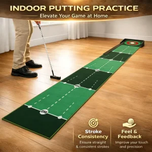 Custom Logo Golf Putting Mat for Indoor Mini Putting Mat for Golf Exercise Green Mat for Home Office Gym Practice Use