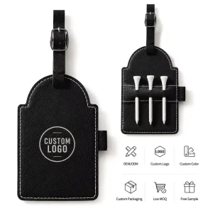 Custom Logo Golf Tee Organizer Bag PU Leather Golf Accessories Holder Golf Tee Pouch for Golf Bags