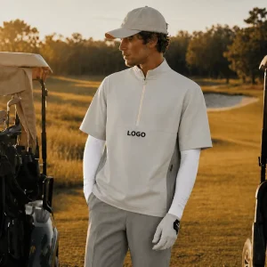 Custom Logo Golf Vest Men’s Quarter Zip Short Sleeve Windshirt Golf Pullover For Men