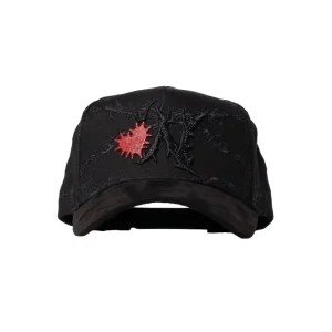 Custom Logo Gothic Heart Leopard Sporty Embroidery 5 Panel Baseball Cap Streetwear Black Snapback Hat Men Women