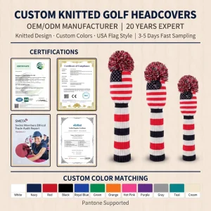 Custom Logo Knitted Stretchable Golf Wood Headcover Set Driver Fairway Hybrid Cover OEM Manufacturer