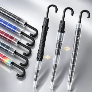 Custom Logo Large Business Umbrella Waterproof Sleeve Auto Open J Hook Handle Windproof 16 Rib Rain Gear for Men Car