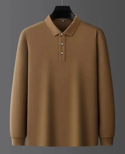 Custom Logo Long Sleeve Golf Shirts Brown Casual Styles Performance Oversized Fit Solid Pattern Cotton ODM Supply