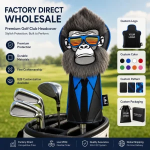 Custom Logo Luxury PU Leather Golf Driver Headcover Corporate Gift Water Resistant OEM Branded Club Protector