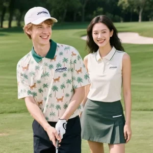 Custom Logo Men Women Golf Apparel Set Polo Shorts Performance All Over Print Short Sleeve Golf Polo Shirt Recycled Polyester