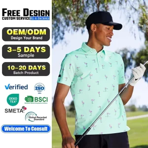 Custom Logo Men’s Golf Clothing Apparel Moisture Wicking Breathable Quick Dry Lightweight Performance Golf Polo Shirt