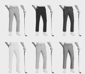 Custom Logo Men’s Golf Long Pants Casual Mid Waist Straight Pattern Trousers with OEM Service TM266251 HHJ