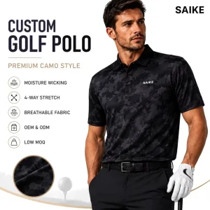 Custom Logo Men’s Golf Polo Shirt High Quality Stretch Performance Golf Apparel Plus Size OEM Manufacturer Factory Direct