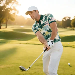 Custom Logo Men’s Golf Polo Shirt Quick Dry Breathable Moisture Wicking Golf Clothes for Outdoor Golf