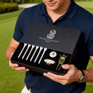 Custom Logo Metal Sport Golf Gift Set with Divot Tool Hat Clip Ball Marker & Golf Tee Durable Gift Box