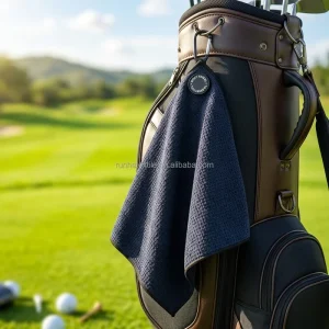 Custom Logo Microfiber Waffle Magnetic Golf Towel Premium Waffle Golf Towel Strong Magnet Golf Club Cleaning Towel