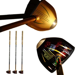 Custom Logo OEM ODM Maple Wood Park Golf Club with Brass Head & Graphite Shaft PU Leather Grip