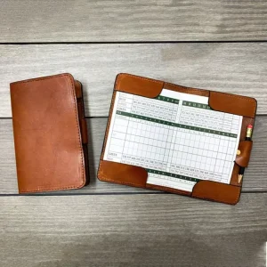 Custom Logo Outdoor Portable Quality Real Leather Golf Scorecard Holder Book Cover