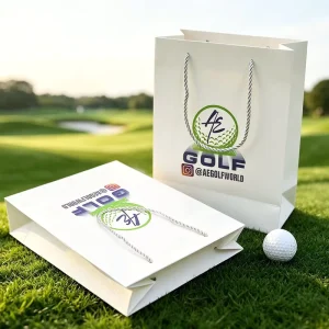 Custom Logo Paper Shopping Bag Sport Branded Gift Packaging Bag Retail Paper Bags for Golf Shop Tournament Apparel Accessories