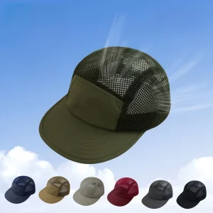 Custom Logo Performance Light Weight Perforated Men Women Running Mesh Hat Quick Dry 5 Panel Cycling Camp Cap Topi