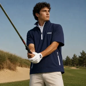 Custom Logo Premium Golf Clothing Men’s Quarter Zip Short Sleeve Windshirt Golf Pullover For Men