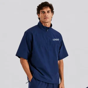 Custom Logo Premium Golf Half Zip Short Sleeve Windshirt Golf Pullover For Men