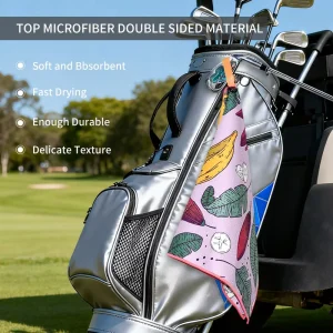 Custom Logo Printed Solid Color Waffle Jacquard Microfiber Golf Ball Towels High Water-Absorbing Quick-Dry