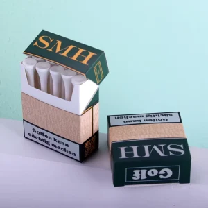Custom Logo Printed White Plastic Golf Tees 70mm 83mm with Sponge Liner Embossed Packaging Box Paper Cigarette Box