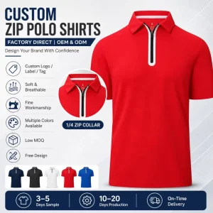 Custom Logo Quarter Zip Golf Polo Shirts Men Casual Short Sleeve Moisture Wicking Golf Shirts Collared Athletic Tennis Polos