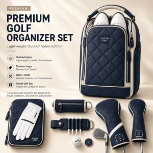 Custom Logo Quilted Golf Travel Organizer Set with Shoe Bag Head Covers and Accessories Collection for Golf Club