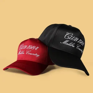 Custom Logo Satin Structured Retro Curved Brim Baseball Cap with Embroidered Printed Design for Daily Wear