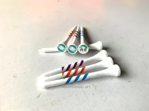 Custom Logo Silk Screen Printed Bamboo Golf Tees Mixed Color Striped Blank Wooden Promotional Golf Accessories