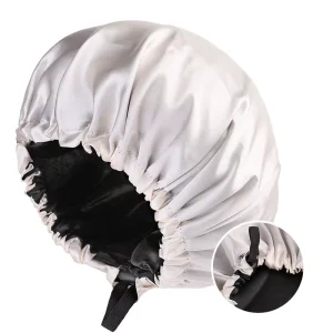 Custom Logo Sleeping Cap Women Adjustable Durable Double Layer Reversible Silk Satin Hair Bonnets for Sleeping Shower Cap