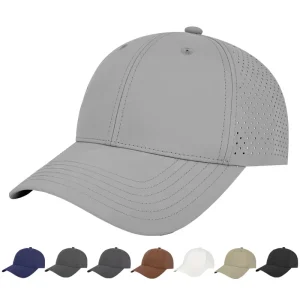 Custom Logo Sport Outdoor 6 Panel Golf Cap Waterproof Quick Dry Laser Cut Perforated Performance Breathable Baseball Hat