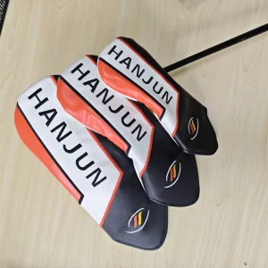 Custom Logo Striped Embroidery Golf Headcovers PU Leather Driver Fairway Hybrid Wood Head Cover