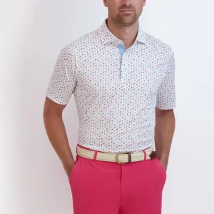 Custom Logo Sublimation Performance Outdoor Sports Moisture Wicking Slim Sporty 88% Polyester 12% Spandex Mens Golf Apparel
