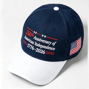 Custom Logo USA 250th Anniversary Oxford Dot Baseball Cap 6 Panel 100% Cotton Patriotic Sports Hat for Outdoor Events
