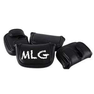 Custom Logo Waterproof Magnetic Embroidered Mallet PU Leather Center Shaft Putter Cover