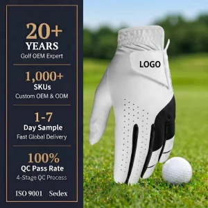 Custom Logo Waterproof OEM Men’s Golf Glove with Grip Washable Leather Golf Glove Customizable Golf Products