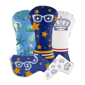 Custom Logo Waterproof PU Leather Golf Club Headcovers with Cartoon Pattern