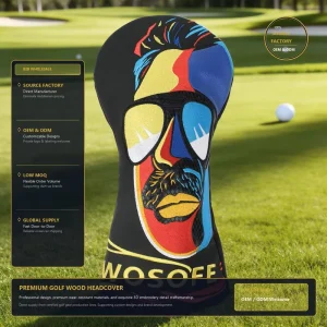 Custom Logo Waterproof PU Leather Golf Headcover with Elastic Band Closure