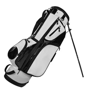 Custom Logo White Black PU Golf Bag 4 Way Top Divider Self Standing Golf Club Carry Bag Dual Shoulder Strap Golf Sports Bag
