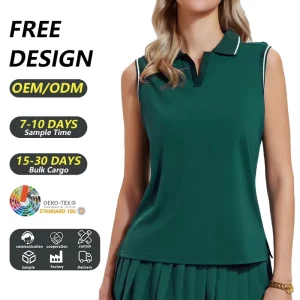Custom Logo Women Sleeveless Golf Shirt Quick Dry Moisture Wicking Golf Training Apparel Athletic Golf Polo Tops