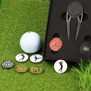 Custom Logo Zinc Alloy Iron Golf Gift Set Box Divot Tools Ball Markers Golf Hat Clip Portable Golf Accessories (Custom Color)