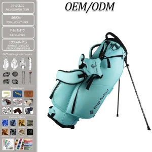 Custom Luxury PU Leather Waterproof Portable Durable Golf Stand Bag for Men