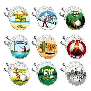 Custom Magnetic Golf Ball Marker Portable Clip Golf Hat Marker Decorative Metal Golf Green Marker
