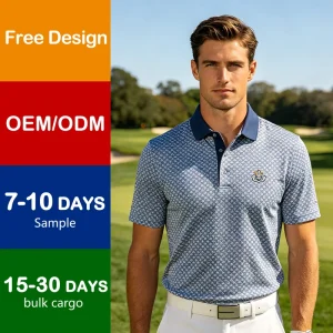 Custom Men Golf Polo Shirt Quick Dry Moisture Wicking UPF50+ 4 Way Stretch Blank Embroidered Logo Team Golf Apparel