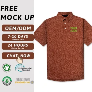 Custom Men’s Abstract Line Print Golf Polo Shirt Short Sleeve Moisture Wicking Quick Dry Sportswear Golf Apparel