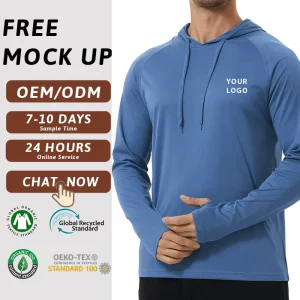 Custom Mens Golf Shirts UPF 30+ Sun Hoodie Long Sleeve With Thumbholes Quick Dry Lightweight Golf Pullover Hoodie Apparel
