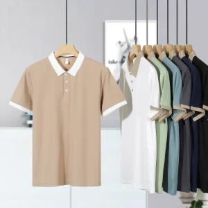 Custom Men’s Tennis Shirts Short Sleeve Polo Shirts Cotton Polyester Casual Print Design With Anti Wrinkle Feature Size XL Golf