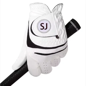 Custom Men’s Women’s Golf Gloves Comfortable Breathable Non slip White Lambskin+PU Leather Sports Right Left Hand