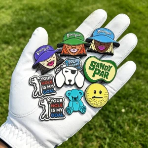 Custom Metal 20 mm 25 mm Plastic Round Zinc Alloy Golf Ball Marker hat Clip Cloth bag for Lady Bottle Opener and Club Logo
