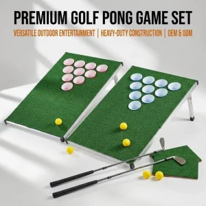 Custom Mini Golf Putting Green Set Indoor Golf Practice Mat Training Game with Putter Balls for Home Office Backyard